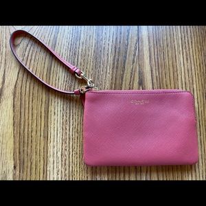 Coach leather pink wristlet